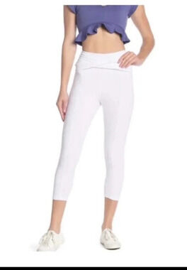 Free People Movement Hang Ten Crop Leggings Womens S Small White Yoga Pants boho